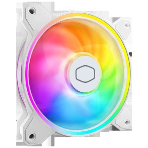 Cooler Master MasterFan MF140 Halo² PC Case|Liquid Cooler|Air Cooler Fan, Dual Loop ARGB Gen 2 LEDs Rings, Dynamic PWM 140mm 1,600 RPM, Air Balance Blades, Hybrid Frame (MFL-B4DN-16NP2-R2) - 140mm,White,MF140 Halo²