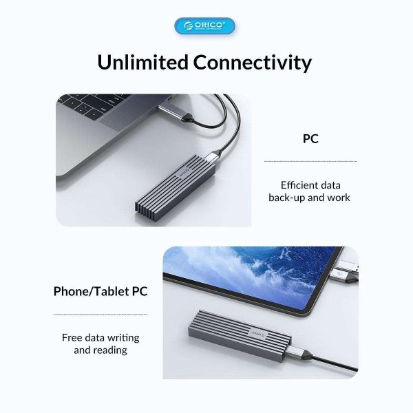 ORICO  40Gbps M.2 NVMe Enclosure for Thunderbolt 4/Thunderbolt 3/USB4 Max 4TB SSD 2230/2242/2260/2280 Aluminum M2 External SSD Case for M1 M2 Pro/Max, Compatible with USB4/3.2/3.1/3.0/2.0