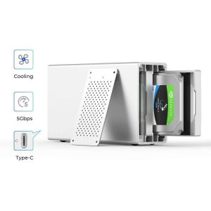 ORICO 2 Bay Hard Drive Enclosure 3.5inch Type-C to SATA Aluminum Alloy External HDD/SSD Storage Drive Enclosure Screw Installation Data Safe Protection for Enterprise Backup Up to 40TB - WS200C3