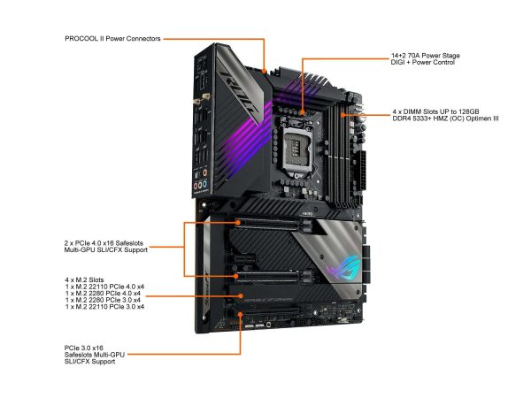 ASUS ROG Maximus XIII Hero (WiFi 6E) Z590 LGA 1200 (Intel 11th/10th Gen) ATX Gaming Motherboard (PCIe 4.0, 14+2 Power Stages, DDR4 5333+, Dual 2.5Gb LAN, Thunderbolt 4 Onboard, Bluetooth v5.2.