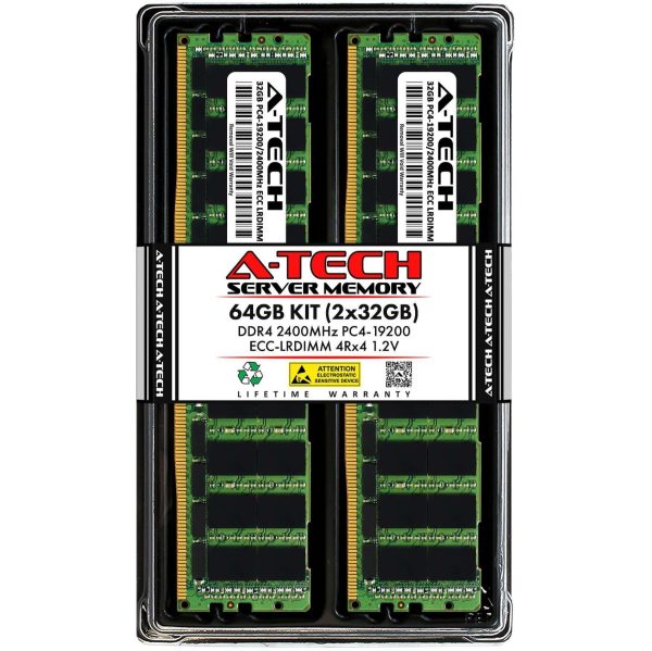 128GB (2x64GB) RAM for Dell PowerEdge R430, R530, R630, R630 XL, R730, R730 XL, R730xd, R730xd XL, R830, R930 | 13th Gen. Rack Servers | DDR4 2133MHz ECC LRDIMM PC4-17000 4Rx4 Load Reduced Memory Kit - 64GB (2 x 32GB),DDR4 2400 (PC4 19200)