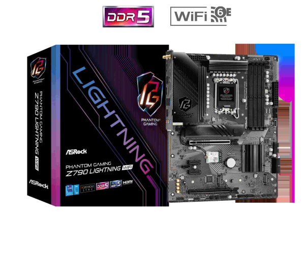 ASRock Z790 Lightning WiFi LGA 1700(14th,13th,12th Gen) Intel Z790 SATA 6Gb/s ATX DDR5 1 PCIe 5.0 x16 2.5G LAN WiFi 6E + Bluetooth Motherboards - Intel - Z790 Lightning WiFi