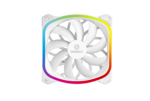 Enermax Squa RGB PWM 120mm Case Fan, Addressable RGB Sync Via Motherboard, Single Pack- White; UCSQARGB12P-W-SG
