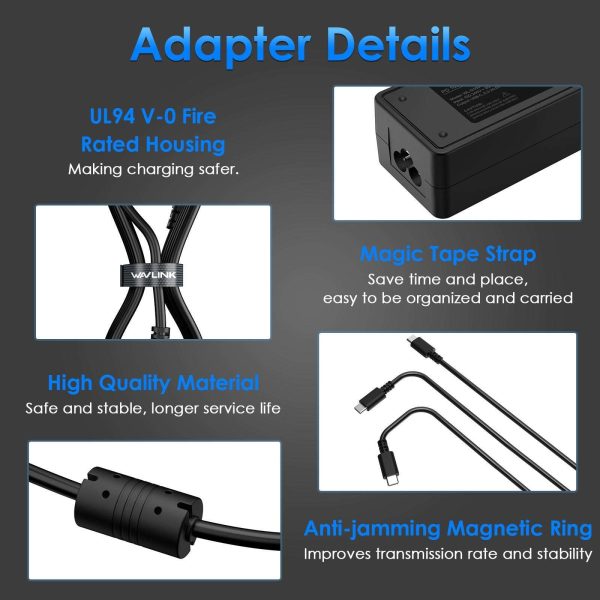 Wavlink PD 100W USB-C GaN Fast Charger, Universal USB-C Charger for Laptops, Tablets, Phones and more, Compatible with MacBook, Chromebook, Lenovo, Dell, HP, Asus, Huawei, Samsung, Switch, PS, Xbox