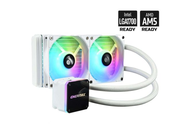 Enermax LIQMAX III 240 ARGB White, All-in-one CPU Liquid Cooler for AM4 & AM5 / LGA 1700/1200/1151, 240mm Radiator, Dual-Chamber Water Block, ARGB Fan - AM5 & LGA1700 Ready - 2 Fan Slots (120 mm),White,Addressable RGB