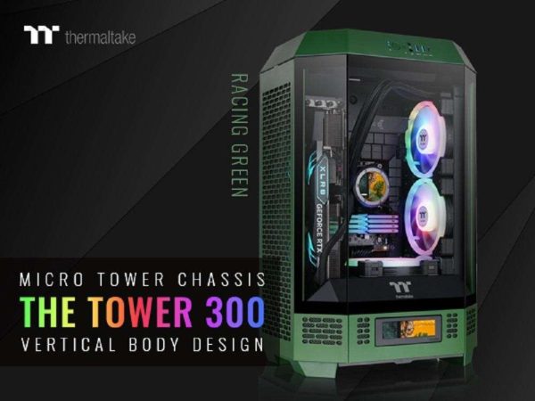 Thermaltake Tower 300 Series Micro-ATX Tower Chassis Black - Racing Green