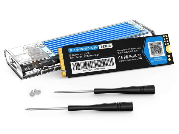 ORICO PSSD 1TB M.2 NVME 2280 SSD With ORICO Transparent SSD Enclosure M Key USB3.1 Gen2 10Gbps,  Replace for 1TB M.2 NVME Portable SSD - 512GB,Blue
