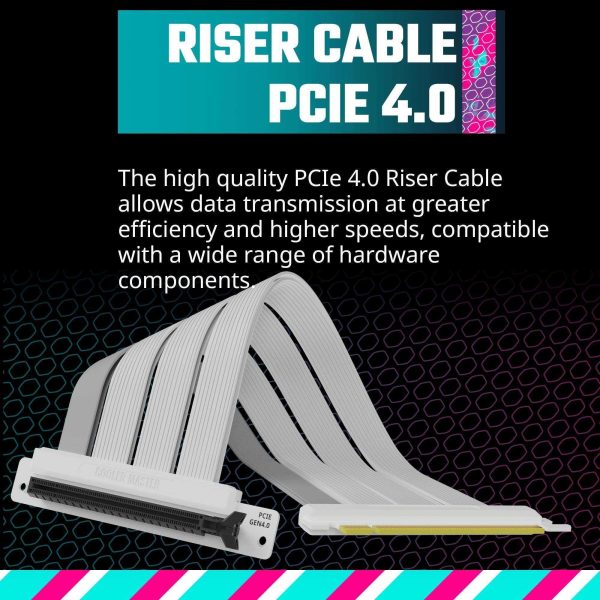 Cooler Master MasterAccessory Vertical Graphics Card Holder Kit V3 White with Premium Riser Cable PCI-E 4.0 x16 - 165mm, Compatibility PCIe 4.0 and older for E-ATX, ATX , Micro ATX Chassis (MCA-U000R-