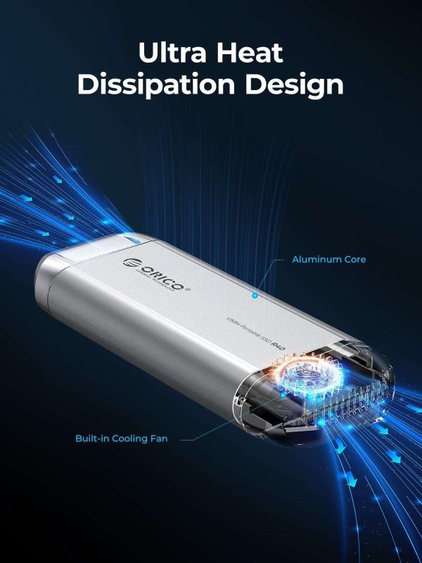 ORICO Silverstone Portable SSD 3700MB/s External Solid State Drive 1TB Type- C Aluminum Alloy PSSD Built-in Cooling Fan
