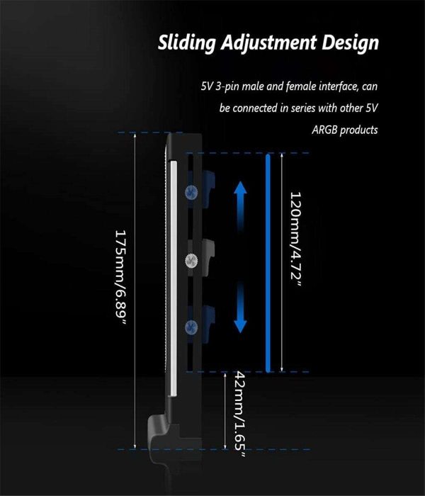 Coolmoon cm-GH2 Vertical GPU Support Bracket Colorful 5V A-RGB Bracket Computer Graphics Video Card Stand GPU Holder, White