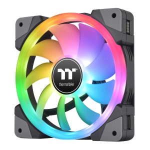 Thermaltake SWAFAN EX 12 RGB PC Cooling Fan, 3 Pack, 500 ~ 2000 RPM, Magnetic Connection, Reversable Blades, controller included, CL-F143-PL12SW-A - 140mm,Black,