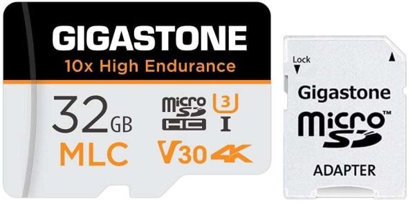 [10x High Endurance] Gigastone Industrial 8GB MLC Micro SD Card, Full HD Video Recording, Security Cam, Dash Cam, Surveillance Compatible 85MB/s, U1 C10, with Adapter [5-Yrs Free Data Recovery] - 32GB,1-Pack