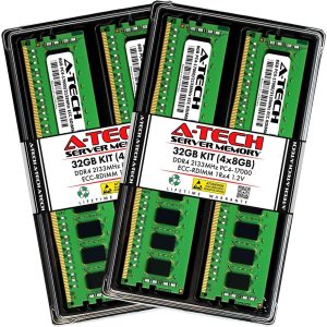 A-Tech 32GB (4x8GB) 1Rx4 PC4-17000R DDR4 2133 MHz ECC RDIMM Registered DIMM 288-Pin Single Rank x4 Server & Workstation RAM Memory Upgrade Kit