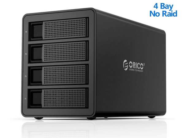 ORICO 5 Bay Raid Enclosure External Hard Drive Enclosure Case Support 90TB for 2.5/3.5 in HDD SSD Aluminum Hard Drive Docking Station for Enterprise Data Storage Built-in 150W Power With Raid - Black,USB 3.0,Without RAID,4 Bay,4 Bay 3549U3