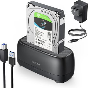 ORICO Dual Bay External Hard Drive Docking Station USB 3.0 to SATA with Duplicator/ Offline Clone Function HDD Dock for 2.5/3.5 inch HDD SSD Plug&Play Support UASP Max Up to 36TB - USB 3.0,Single HDD,1 Bay,Without Clone Function