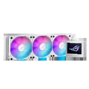 ASUS ROG Ryujin III 360 ARGB all-in-one liquid CPU cooler with 360mm radiator. Asetek 8th gen pump, 3x magnetic 120mm ARGB fans (Daisy Chain design), 3.5” LCD display - 3 Fan Slots (120 mm),White,ROG RYUJIN III 360 ARGB