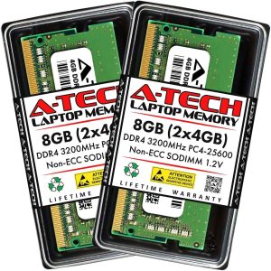 A-Tech 16GB (2x8GB) DDR4 2400MHz SODIMM PC4-19200 Non-ECC Unbuffered CL17 1.2V 260-Pin SO-DIMM Laptop Notebook Computer RAM Memory Upgrade Kit - 8GB (2 x 4GB),DDR4 3200 (PC4 25600),22