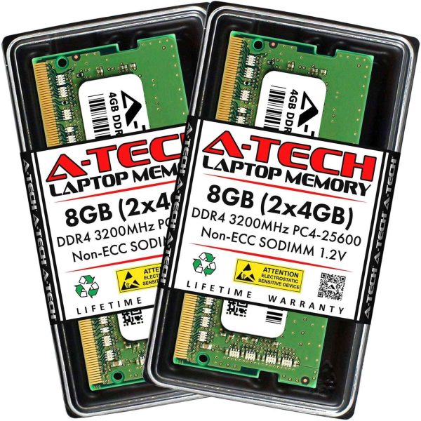 A-Tech 16GB (2x8GB) DDR4 2400MHz SODIMM PC4-19200 Non-ECC Unbuffered CL17 1.2V 260-Pin SO-DIMM Laptop Notebook Computer RAM Memory Upgrade Kit - 8GB (2 x 4GB),DDR4 3200 (PC4 25600),22
