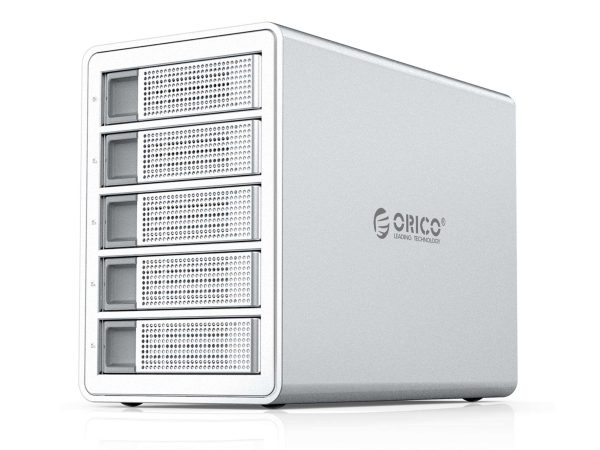 ORICO 5 Bay Hard Drive Enclosure Full Aluminum Type-C USB 3.1 Gen2 (10Gbp/s)  2.5/3.5 inch HDD SSD for Enterprise Class Data Storage, Support Daisy Chain 3559C3 - Silver,5 Bay,5 Bay Type C 3559C3