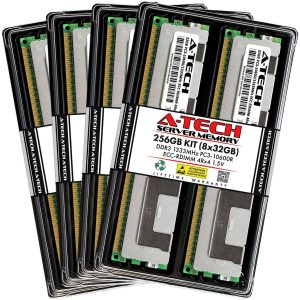 A-Tech 32GB 4Rx4 PC3-10600R DDR3 1333 MHz ECC RDIMM 1.5V Registered DIMM 240-Pin Quad Rank x4 Server & Workstation RAM Memory Upgrade Module - 256GB (8 x 32GB)
