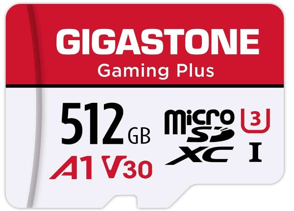 [Gigastone] Micro SD Card 32GB 5-Pack, Camera Plus, MicroSDHC Memory Card for Video Camera, Wyze Cam, Security Camera, Roku, Full HD Video Recording, UHS-I U1 A1 Class 10, up to 90MB/s, with Adapter - 512GB,Gaming Plus,1-Pack