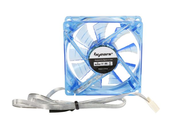 Bgears b-PWM 80 Translucent Blue with Blue LEDs, 2 ball Bearing PWM fan with  500 to 4000RPM, 78CFM, 37dba