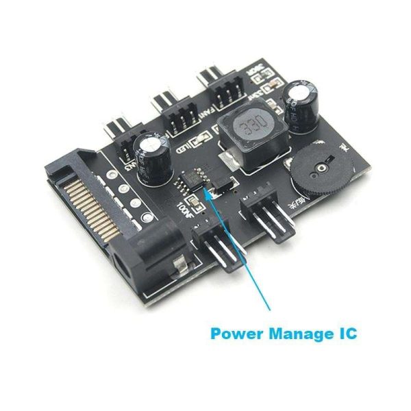 5 Channel Computer PC Case CPU Cooler 3pin cooling fan speed temperature controller, 5 Way 3 pin Fan Hub Power Supply Splitter by SATA 15 pin