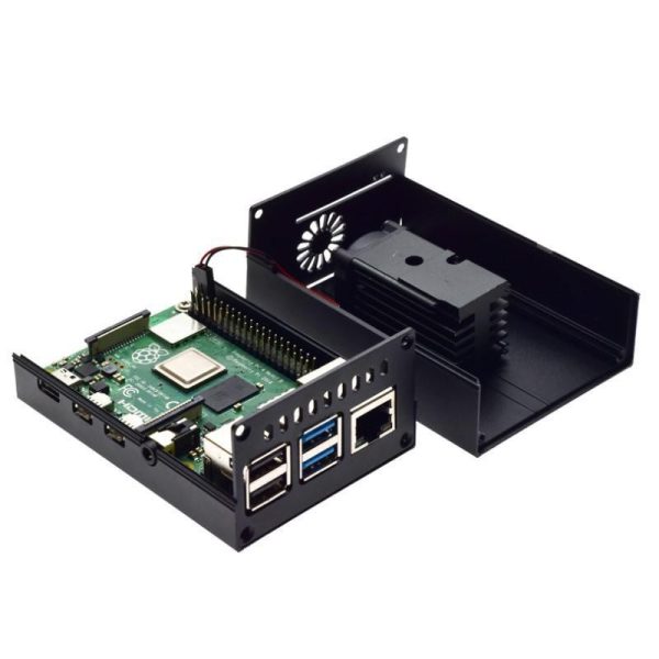 Raspberry Pi 4B mainboard protective shell aluminum alloy case built-in cooling fan