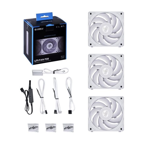 LIAN LI UNI Fan P28 120 White  3x 12cm Fan Pack with a Fan Speed Controller -- UF-P28120-3W