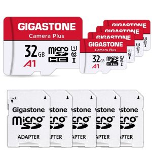 [Gigastone] Micro SD Card 32GB 5-Pack, Camera Plus, MicroSDHC Memory Card for Video Camera, Wyze Cam, Security Camera, Roku, Full HD Video Recording, UHS-I U1 A1 Class 10, up to 90MB/s, with Adapter