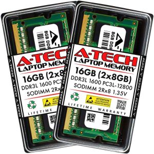 A-Tech 16GB (2x8GB) DDR3 / DDR3L 1600MHz SODIMM PC3L-12800 2Rx8 1.35V CL11 Non-ECC Unbuffered 204-Pin SO-DIMM Notebook Laptop RAM Memory Upgrade Kit - 16GB (2 x 8GB),DDR3L 1600 (PC3L 12800),11