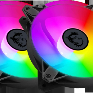 MSI MPG F120 ARGB-3B 120mm PWM Addressable RGB LED Case Fan Black - Anti-Vibration Fan Gasket - Hydraulic Bearing  - 600 ~ 1200 RPM - 3 Packs - Black,Dual Fans