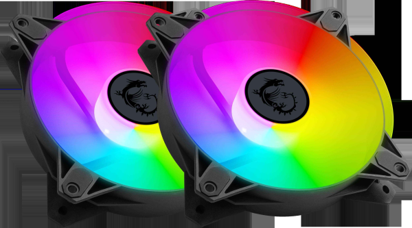 MSI MPG F120 ARGB-3B 120mm PWM Addressable RGB LED Case Fan Black - Anti-Vibration Fan Gasket - Hydraulic Bearing  - 600 ~ 1200 RPM - 3 Packs - Black,Dual Fans