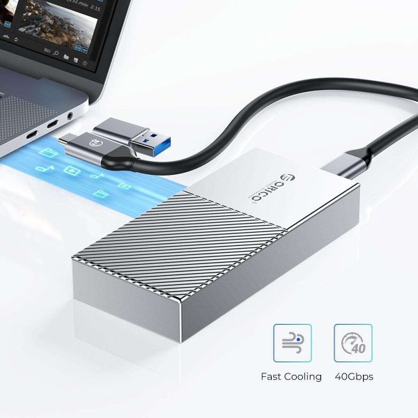 ORICO M.2 NVMe SSD Enclosure 40Gbps PCIe3.0x4 USB Type-C Aluminum Adapter, NVMe 2280 M-Key(B+M Key) External Solid State Drive Case,Compatible with Thunderbolt 3/4 USB3.2/3.1/3.0/Type C - Silver,M.2 NVME SSD,USB 4 (40Gbps)