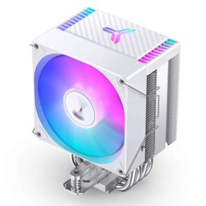 JONSBO CR1400 COLOR CPU Cooler H126mm,Air Cooling Tower Radiator, Desktop PC AM4/AM5 heatsink, 4 Copper Heatpipes for AMD /Intel LGA1700/1200/115X ,  92mm RGB Fan,  Auto Rainbow Lighting on Top, Black - CR1400 EVO Color White