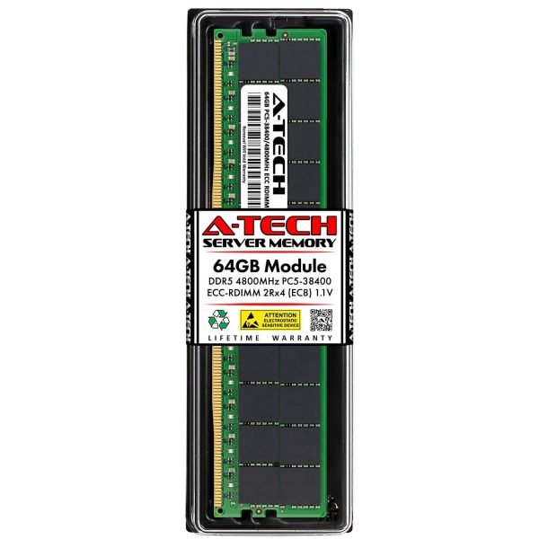 128GB (4x32GB) RAM for Dell PowerEdge T560, R660, R660xs, R6615, R6625, R760, R760xa, R760xd2, R760xs, R7615, R7625, R860, R960 | DDR5 4800MHz EC8 RDIMM PC5-38400 2Rx8 ECC Registered Server Memory Kit - 64GB