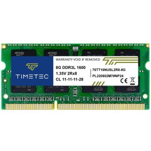 Timetec Hynix IC 16GB Kit(2x8GB) DDR3L 1600MHz PC3L-12800 Non ECC Unbuffered 1.35V CL11 2Rx8 Dual Rank SODIMM Laptop Memory Ram (16GB Kit(2x8GB)) - 8GB