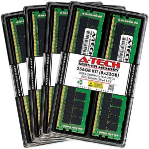 A-Tech 128GB (4x32GB) 2Rx4 PC4-19200R DDR4 2400 MHz ECC RDIMM Registered DIMM 288-Pin Dual Rank x4 Server & Workstation RAM Memory Upgrade Kit - 256GB (8 x 32GB)