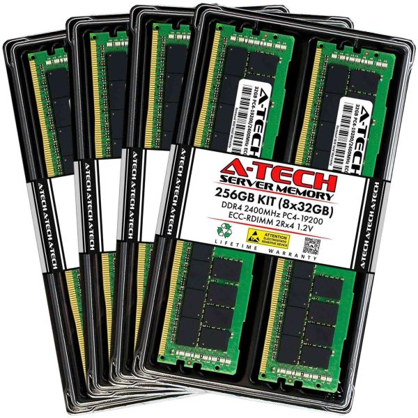 A-Tech 128GB (4x32GB) 2Rx4 PC4-19200R DDR4 2400 MHz ECC RDIMM Registered DIMM 288-Pin Dual Rank x4 Server & Workstation RAM Memory Upgrade Kit - 256GB (8 x 32GB)