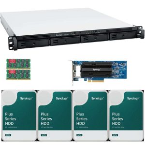 Synology RS822RP+ AMD Ryzen V1500B 4-Bay NAS 16GB RAM, E10G18-T2 10GbE Adapter, 16TB (4 x 4TB) of Synology Plus NAS Drives Fully Assembled and Tested By CustomTechSales - 16GB,48TB (4 x 12TB)