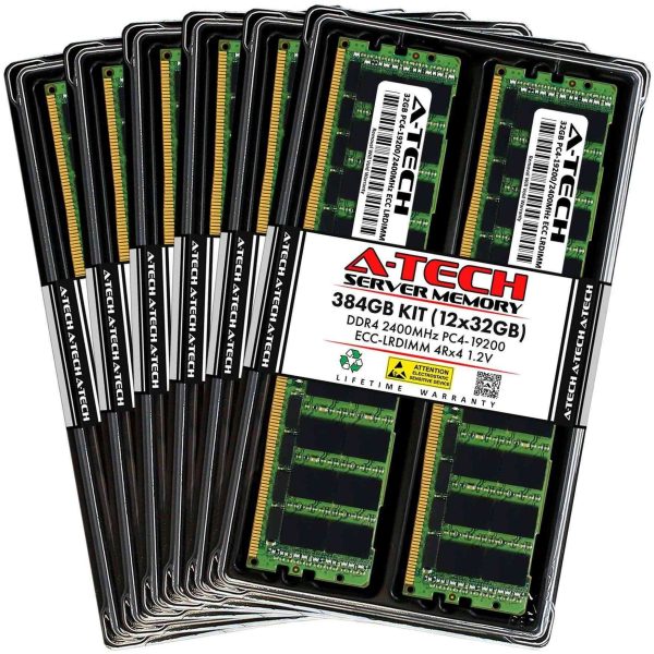 128GB (2x64GB) RAM for Dell PowerEdge R430, R530, R630, R630 XL, R730, R730 XL, R730xd, R730xd XL, R830, R930 | 13th Gen. Rack Servers | DDR4 2133MHz ECC LRDIMM PC4-17000 4Rx4 Load Reduced Memory Kit - 384GB (12 x 32GB),DDR4 2400 (PC4 19200)