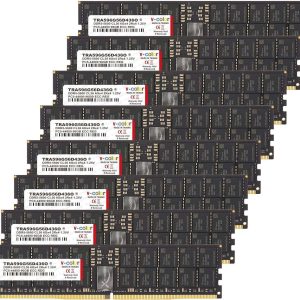 V-COLOR DDR5 768GB (96GBx8) 6000MHz CL36 6Gx4 2Rx4 OC R-DIMM (Overclocking ECC Registered DIMM) 1.25V Memory Ram for WRX90 Workstation (AMD EXPO) (TRA596G60D436O) - 768GB (8 x 96GB),288-Pin DDR5 SDRAM,DDR5 5600 (PC5 44800)