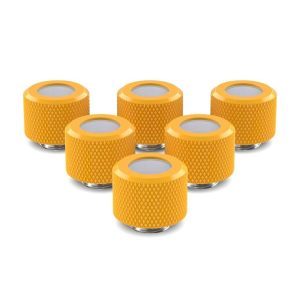 PrimoChill 12mm OD Rigid SX Fitting - 6 Pack - Yellow