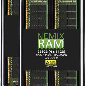 256GB Kit (4 x 64GB) DDR4-3200 PC4-25600 ECC Load Reduced Memory for ASRock Rack ROMED8-2T AMD EPYC Board by NEMIX RAM