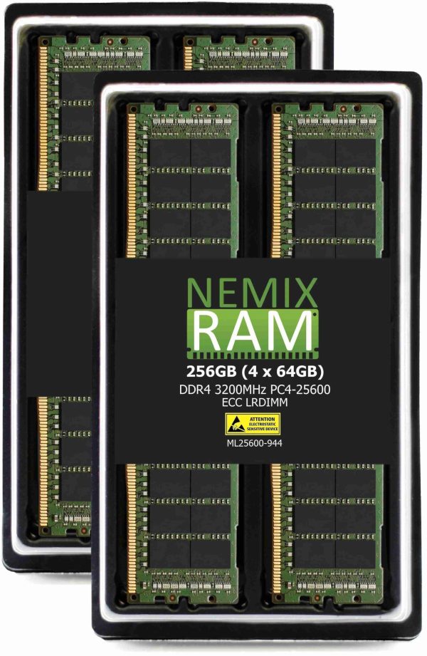 256GB Kit (4 x 64GB) DDR4-3200 PC4-25600 ECC Load Reduced Memory for ASRock Rack ROMED8-2T AMD EPYC Board by NEMIX RAM