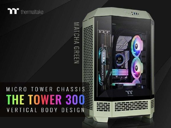 Thermaltake Tower 300 Series Micro-ATX Tower Chassis Black - Matcha Green