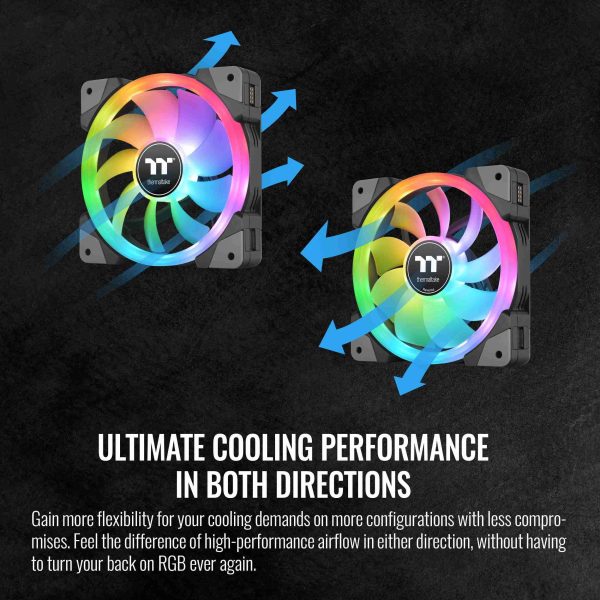 Thermaltake SWAFAN EX 12 RGB PC Cooling Fan, 3 Pack, 500 ~ 2000 RPM, Magnetic Connection, Reversable Blades, controller included, CL-F143-PL12SW-A