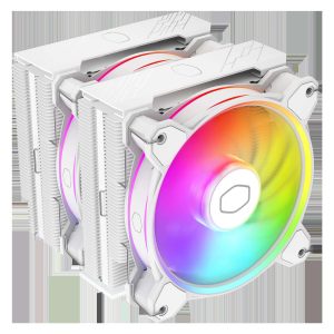 Cooler Master Hyper 620S Dual Tower CPU Air Cooler, ARGB Sync, 120mm PWM Fan, 6 Copper Direct Contact Heat Pipes, 154.9mm Tall, Brackets AMD Ryzen AM5/AM4, Intel LGA1700/1200 (RR-D6NA-17PA-R1) - White,Hyper 622 Halo