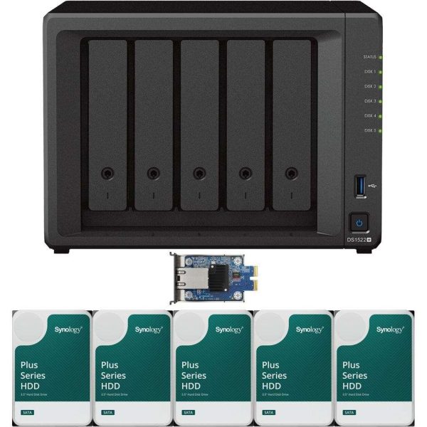 Synology DS1522+ 5-Bay NAS with 8GB RAM and 40TB (5 x 8TB) of Synology Plus Drives and  a 10GbE Adapter Fully Assembled and Tested By CustomTechSales