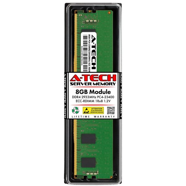 A-Tech 64GB (8x8GB) 1Rx8 PC4-23400R DDR4 2933 MHz ECC RDIMM Registered DIMM 288-Pin Single Rank x8 Server & Workstation RAM Memory Upgrade Kit - 8GB